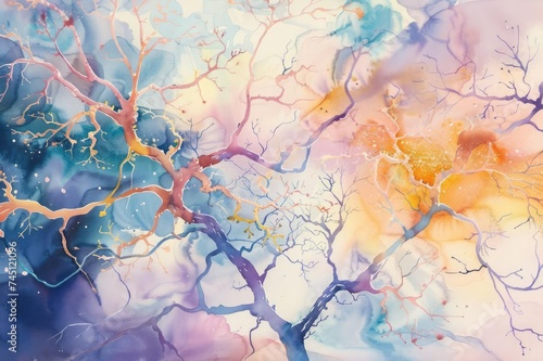 The beauty of neuroplasticity. Dendritic branches gracefully intertwining and adapting. photo