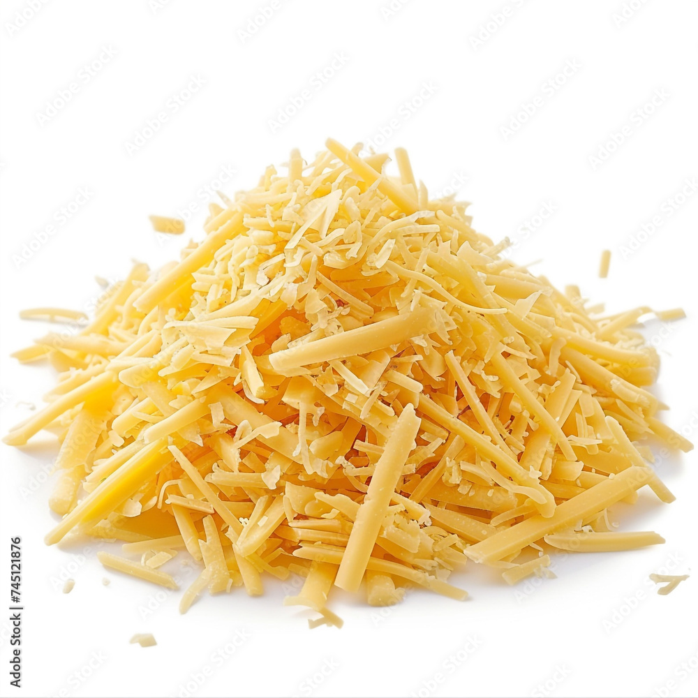 Heap of a grated cheese isolated on white Heap of a grated cheese isolated on white