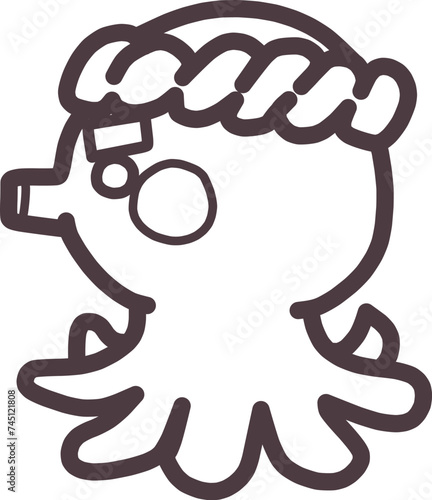 頑固なオヤジっぽいたこ焼き屋のタコのキャラクターをイメージしたイラスト