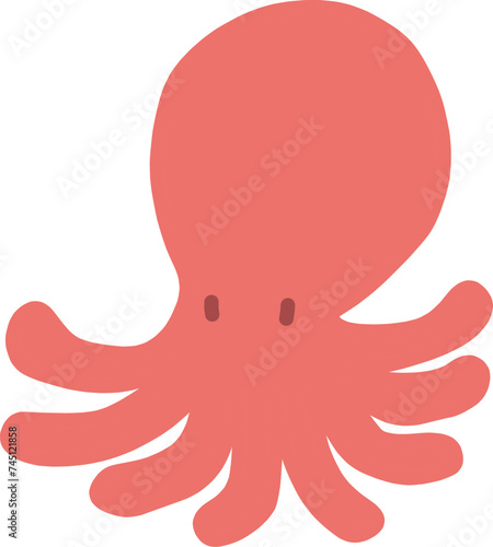 シンプルにデフォルメした手描きのタコのイラスト