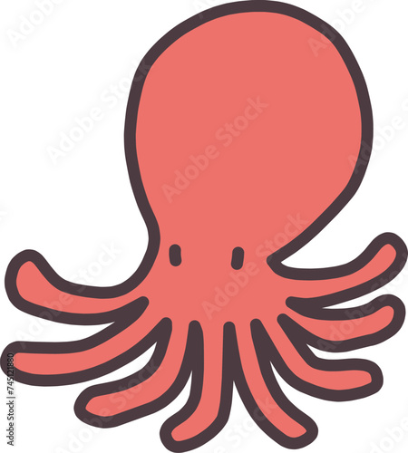 シンプルにデフォルメした手描きのタコのイラスト