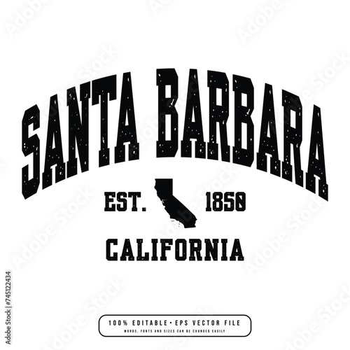 Santa Barbara text effect vector. Editable college t-shirt design printable text effect vector	 photo