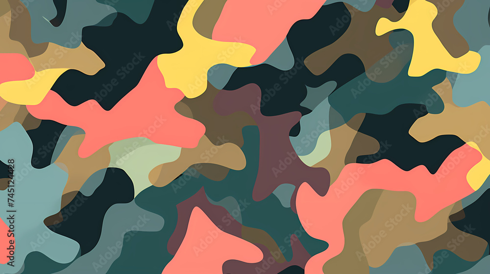 Naklejka premium Camouflage pattern with organic shapes, camouflage texture