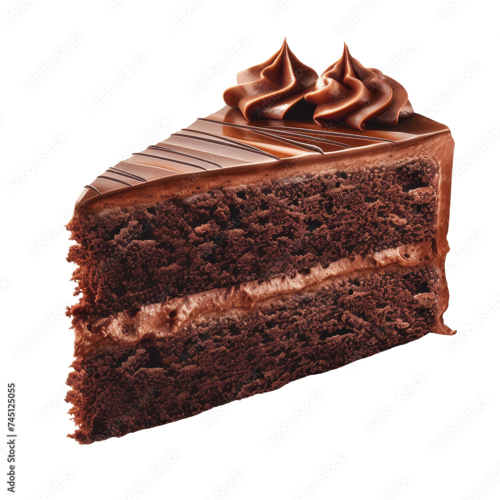 Piece of chocolate cake with double layer suitable for bakery advertisements, dessert menus, chocolate lovers blog posts, social media content. Piece of chocolate cake with double layer suitable for bakery advertisements, dessert menus, chocolate lovers blog posts, social media content.