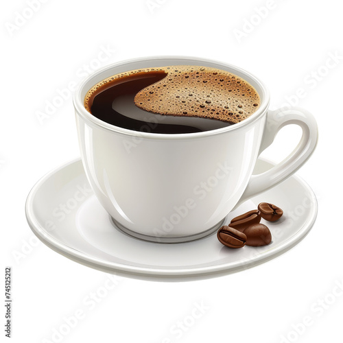 A cup of coffee and a piece of coffee bean, perfect for food and beverage related designs or promoting cozy moments.