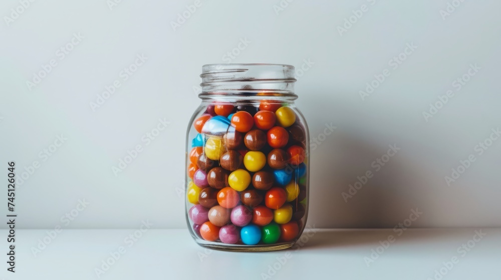 A collection of colorful gumballs in a jar on a solid white background, ideal for customizable sweet-themed designs.
A collection of colorful gumballs in a jar on a solid white background, ideal for customizable sweet-themed designs.