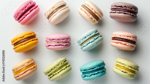 Wallpaper Mural A collection of colorful macarons arranged on a solid white background, perfect for adding personalized messages or designs.
 Torontodigital.ca