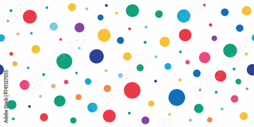 wide colorful dots on white Background
