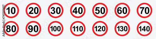 Speed Limit Sign vector icons Set EPS 10