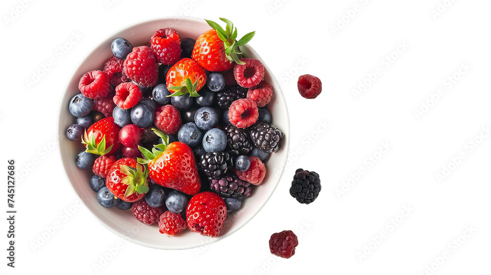 A bowl of fresh berries on a solid white background, great for overlaying custom text or patterns.
A bowl of fresh berries on a solid white background, great for overlaying custom text or patterns.