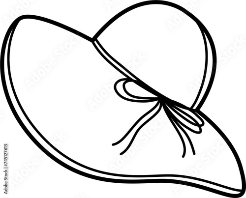 Sun Hat Outline Vector Illustration