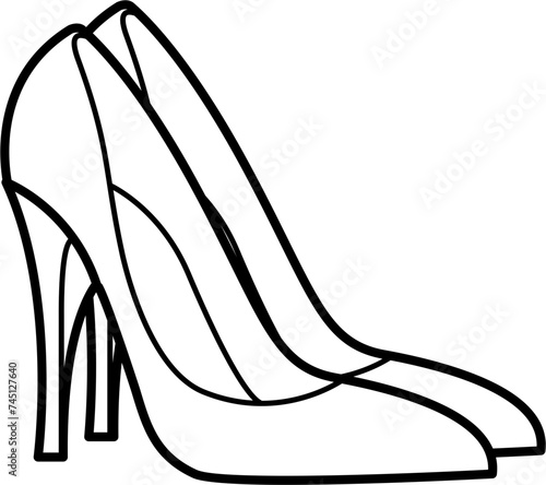 High Heels Outline Vector Illustration