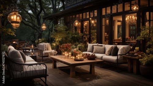 An outdoor sanctuary with creamy beige and night sky patio furniture