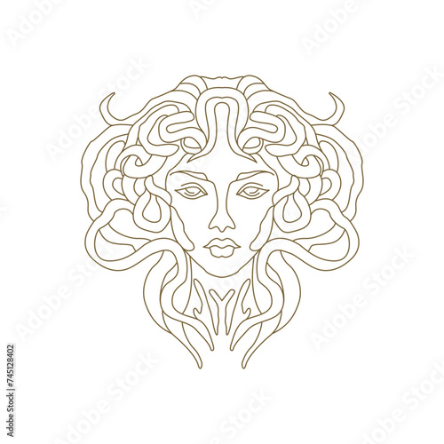 line art medusa goddess vector illustration