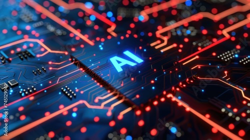 A close-up view of a computer chip with the letter A clearly visible on its surface, showcasing the integration of artificial intelligence technology.