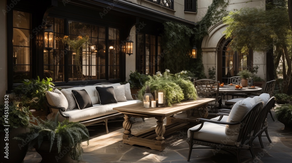 An outdoor sanctuary with soft gray and deep charcoal patio furniture An outdoor sanctuary with soft gray and deep charcoal patio furniture