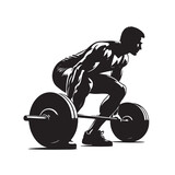 Bodybuilder Muscular Man Silhouette Lifting Weights. Fitness icon. Body building pectoral gym