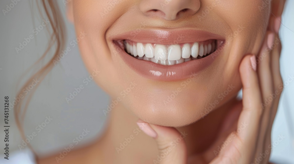 A caucasian woman smiling while holding a toothbrush in her hand, showcasing her beautiful teeth. A caucasian woman smiling while holding a toothbrush in her hand, showcasing her beautiful teeth.
