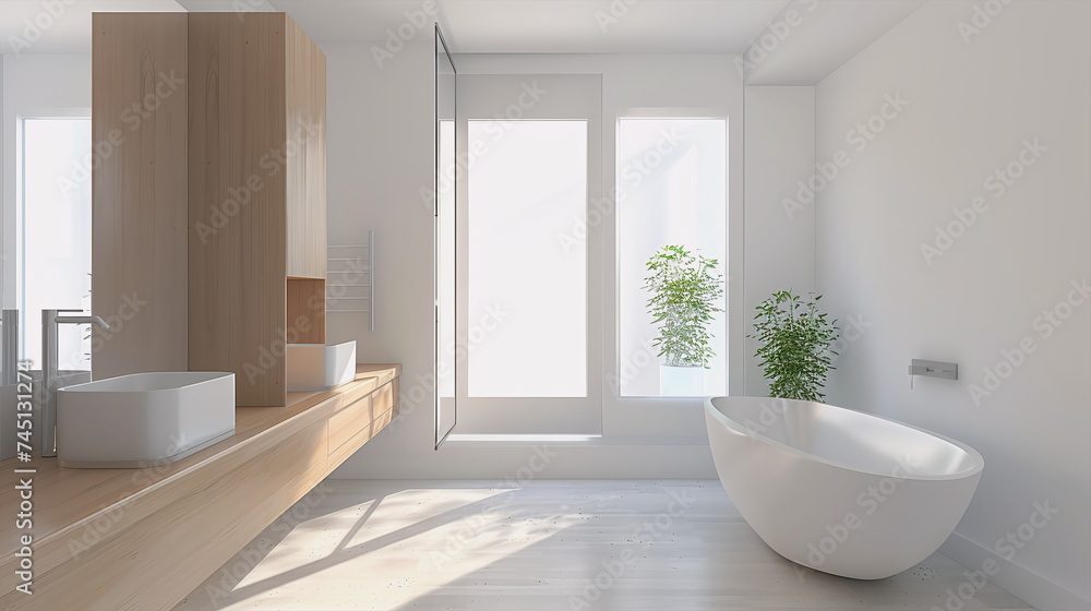 Modern bright bathroom with empty walls Modern bright bathroom with empty walls