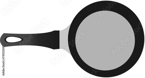 Black Cast Iron frying pan isolated on white background vector illustration.