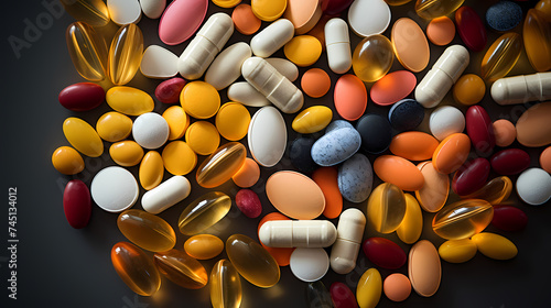 Close-up of colorful pills and capsules