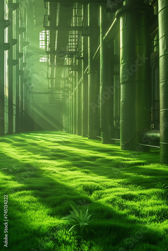 New industry concepts in a green grass environment photo