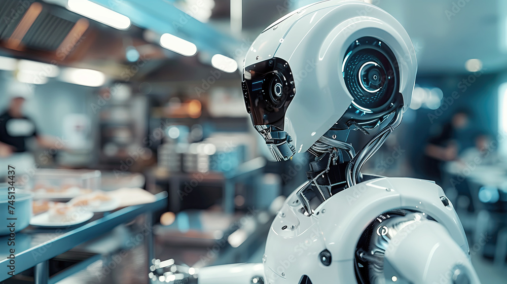 Autonomous waiter robot working in restaurant Autonomous waiter robot working in restaurant
