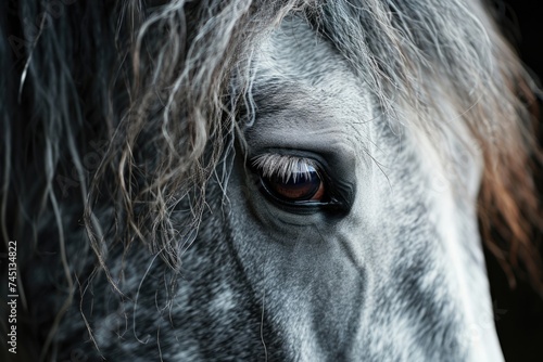 Dappled Grey Horse Coat in Close-up Natural Beauty