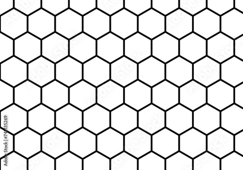 Fondo negro de patrón de hexágonos de trazo negro. 
