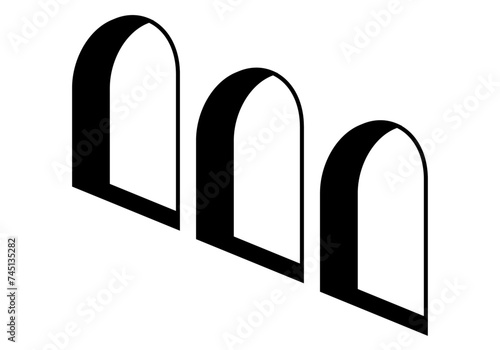 Icono negro de ventanas en forma de arco. 