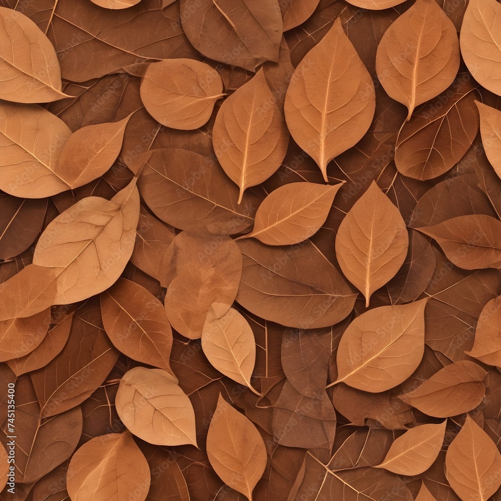 illustration of brown colored leaves of different sizes with veins placed together while making abstract background