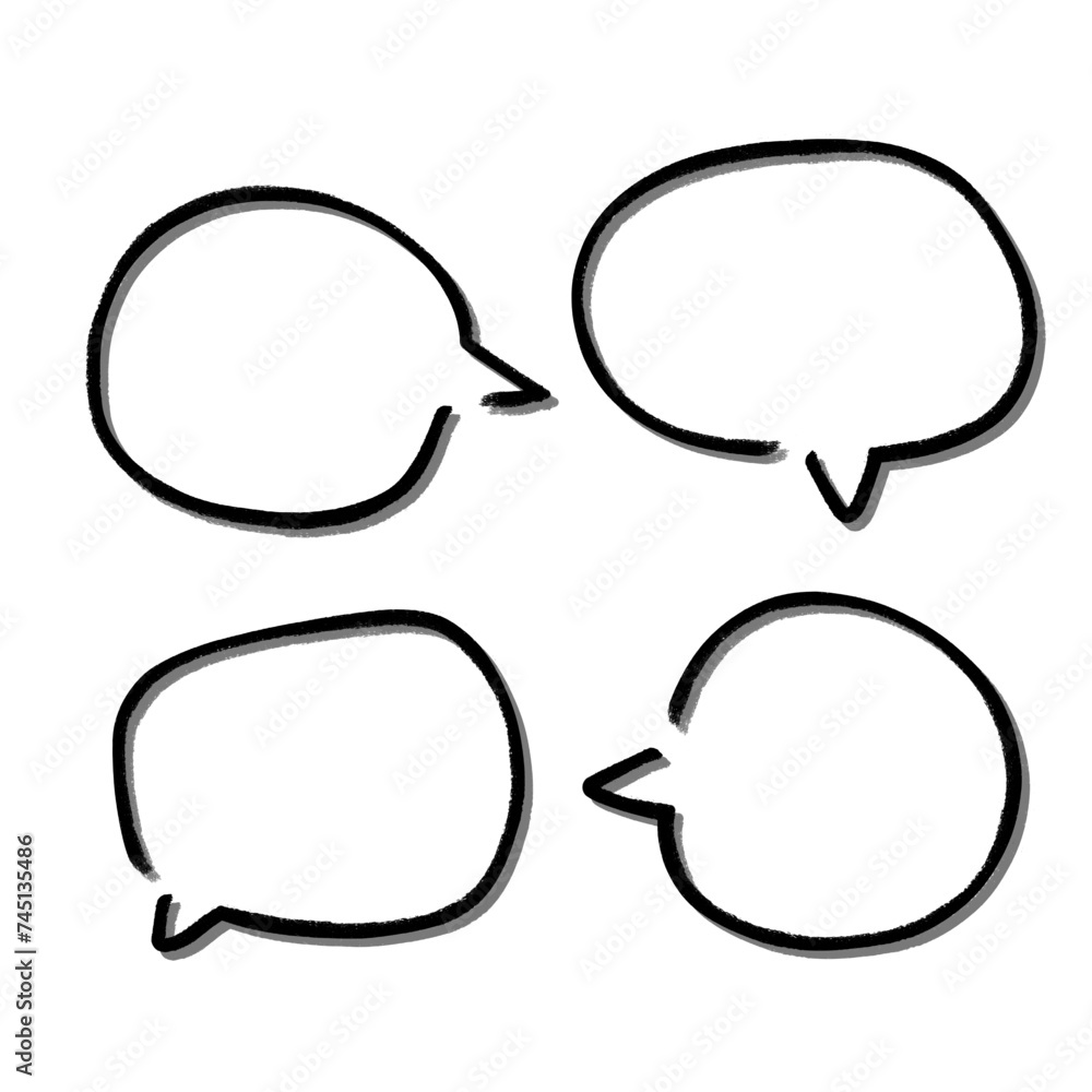 Outline speech bubble. Abstract Vector sketch hand drawn scribble Speech Bubbles Set. Black bubble isolated background. Outline speech bubble. Abstract Vector sketch hand drawn scribble Speech Bubbles Set. Black bubble isolated background.