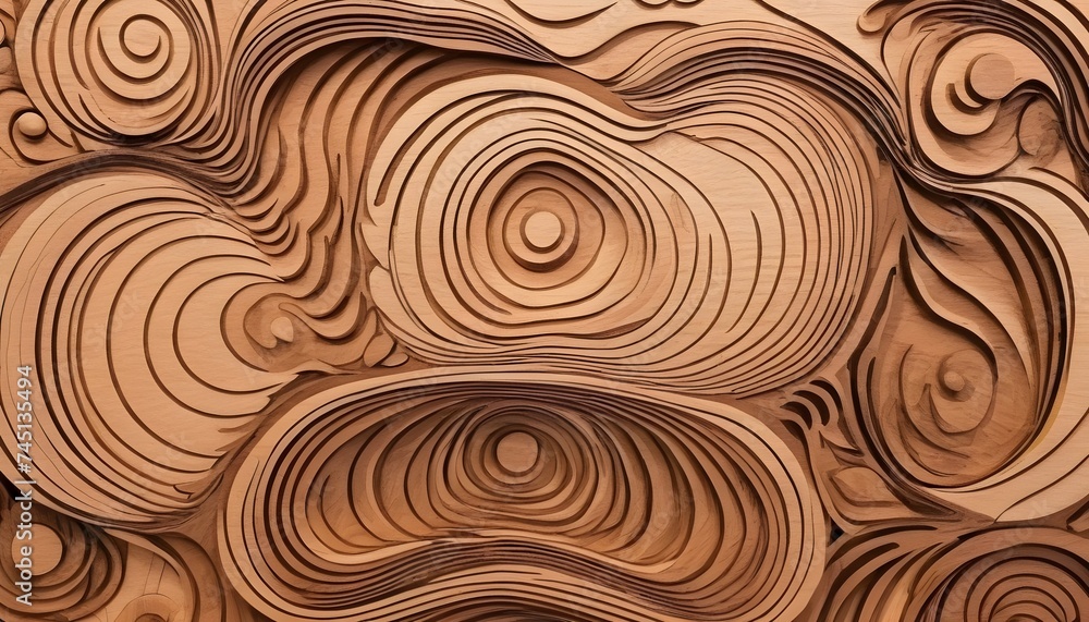 Wood carving layers, abstract woodcut layer art background