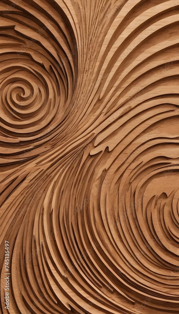 Fototapeta premium Wood carving layers, abstract woodcut layer art background