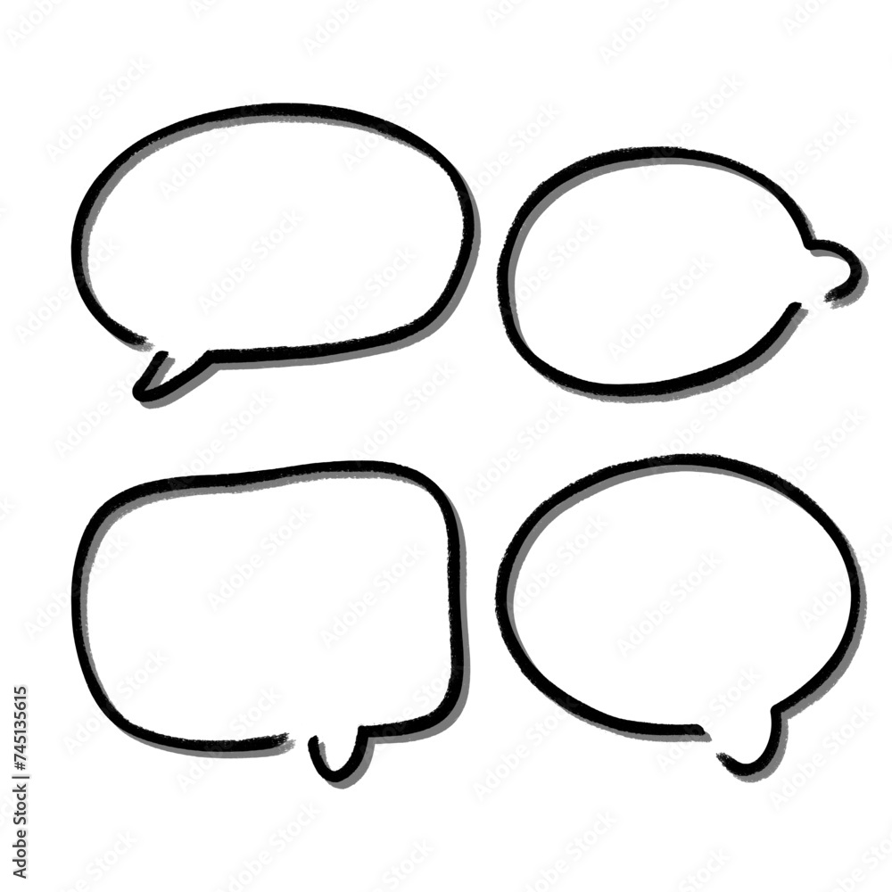 Outline speech bubble. Abstract Vector sketch hand drawn scribble Speech Bubbles Set. Black bubble isolated background. Outline speech bubble. Abstract Vector sketch hand drawn scribble Speech Bubbles Set. Black bubble isolated background.