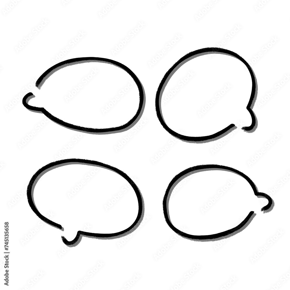 Fototapeta premium Outline speech bubble. Abstract Vector sketch hand drawn scribble Speech Bubbles Set. Black bubble isolated background.