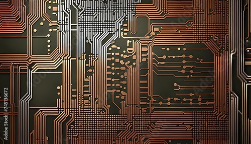 Abstract Visualization of Geometric Lines Motherboard Circuit Board Background Wallpaper