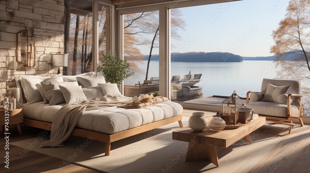 Obraz premium Lakeside Retreat Bedroom