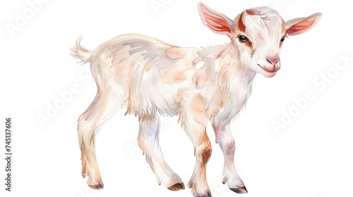 watercolor baby goat clipart isolated on white background 