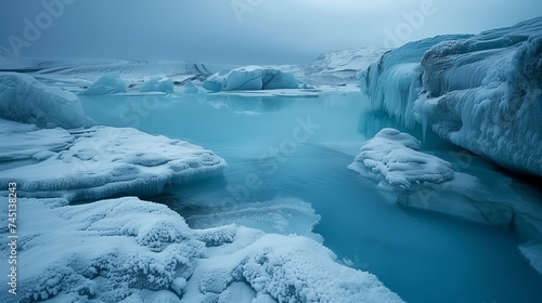 Glacial melt cascades into icy pools, a poignant reminder of Earth's fragile balance.