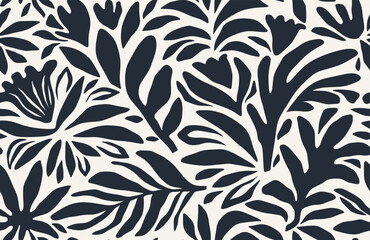 Keuken achterwand Planten patronen Botanisch patroon zwarte bladeren Afrikaanse stijl  © dwi
