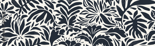 Organic abstract shapes floral pattern. leaf and flower shape organic seamless pattern.  leaves silhouette summer seamless pattern modern vector style on white background.