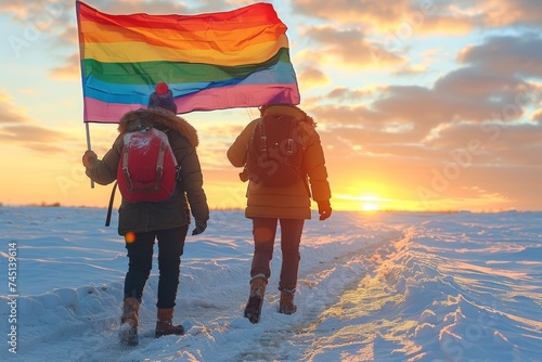 LGBTQ Pride religious freedom. Rainbow enthusiasm colorful interethnic diversity Flag. Gradient motley colored gender equity LGBT rights parade festival lgbtq+ in fashion diverse gender illustration photo