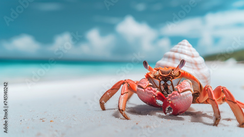 Crab on the sand beach. Travel concept. 