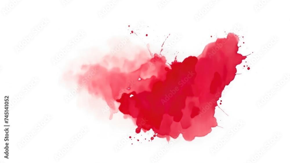 Abstract Watercolor Red Brush Stroke on white background