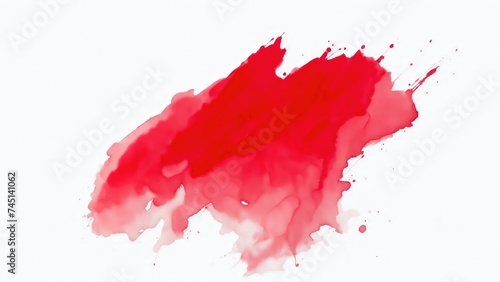Abstract Watercolor Red Brush Stroke on white background