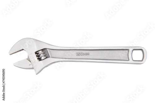 Top view of a Adjustable metal wrench isolated on a cutout PNG transparent background © Ivan Guia