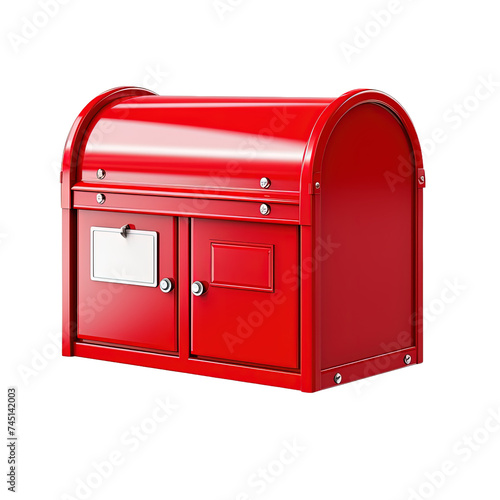 Red mailbox isolated on white or transparent background