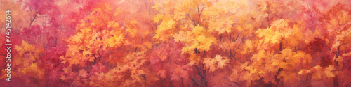 Autumnal Watercolor Forest Banner.