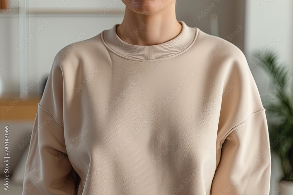 Cozy Chic: Woman's Sweater Mockup, Casual Elegance: Woman Wearing Sweater Mockup Cozy Chic: Woman's Sweater Mockup, Casual Elegance: Woman Wearing Sweater Mockup
